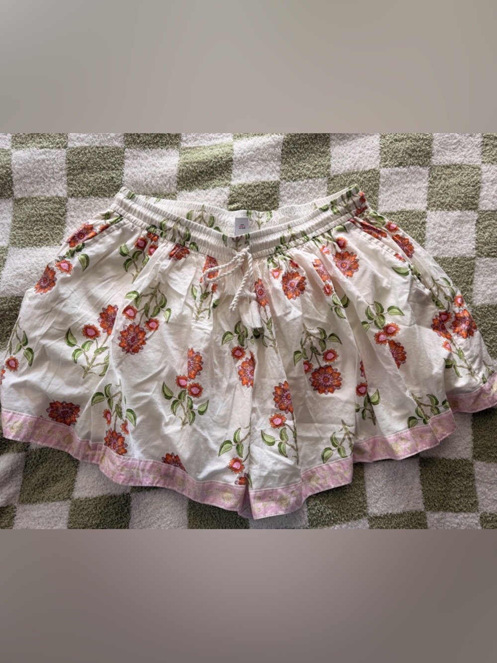 Old Navy White Floral Drawstring Skort